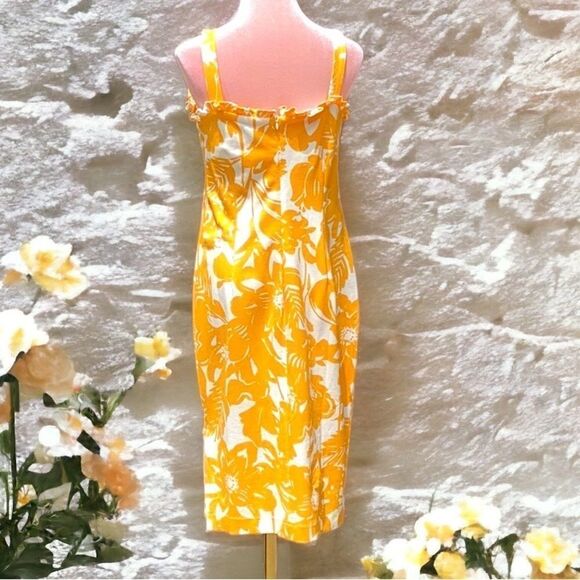 TRINA TURK NWT SIZE 6 SUN DRESS ORANGE/WHITE FLORAL PRINT - Picture 3 of 10
